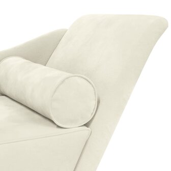 Chaise longue met kussens fluweel cr&egrave;mekleurig