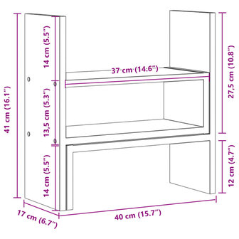 Bureau organiser 40x17x41 cm bewerkt hout bruin eikenkleurig