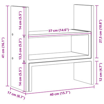 Bureau organiser 40x17x41 cm bewerkt hout zwart