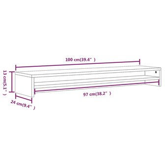 Monitorstandaard 100x24x13 cm bewerkt hout grijs sonoma eiken
