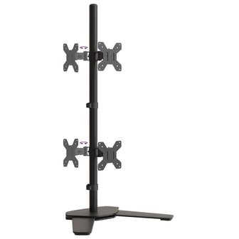 Monitorstandaard dubbel VESA 75/100 mm staal zwart