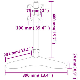 Monitorbeugel VESA 75/100 mm zwart staal