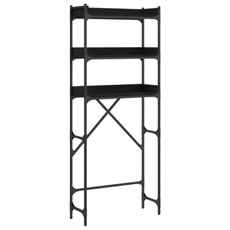Wasmachinekast 67x25x163 cm bewerkt hout zwart
