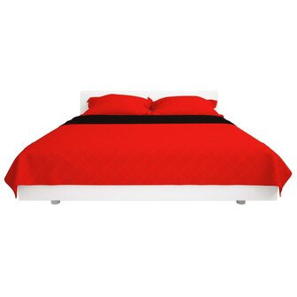 Dubbelzijdige quilt bedsprei rood en zwart 220x240 cm