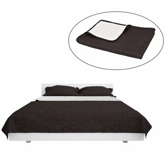 Bedsprei dubbelzijdig 170x210 cm quilt cr&egrave;me en bruin