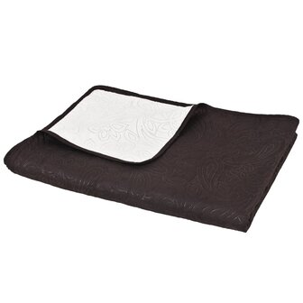 Bedsprei dubbelzijdig 220x240 cm quilt cr&egrave;me en bruin