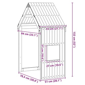 Kinderbedhuisje 55x84x132 cm massief grenenhout wit
