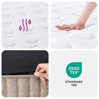 Pocketveringmatras middelhard 160x200 cm Super King Size