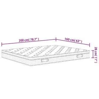 Pocketveringmatras middelhard 160x200 cm Super King Size