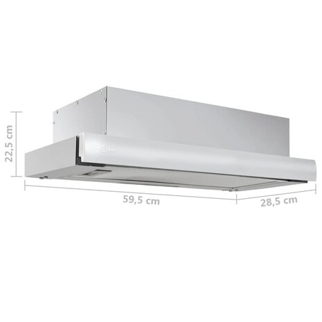 Afzuigkap inbouw slank 480 m³/u aluminium roestvrij staal