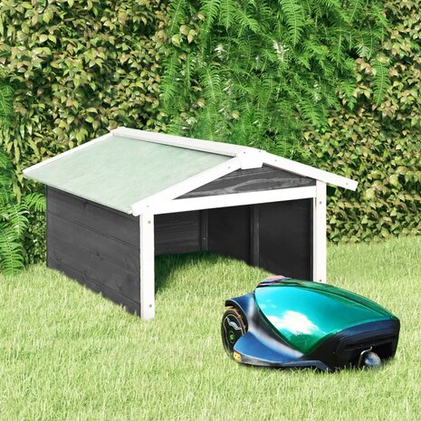 Overkapping voor grasmaaier 72x87x50 cm vurenhout grijs en wit