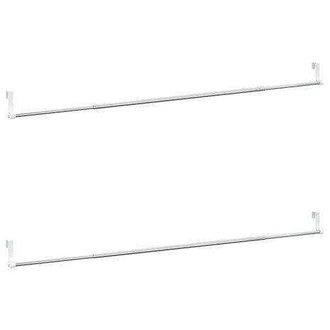 Gordijnrails 2 st 90-135 cm aluminium wit en zilverkleurig