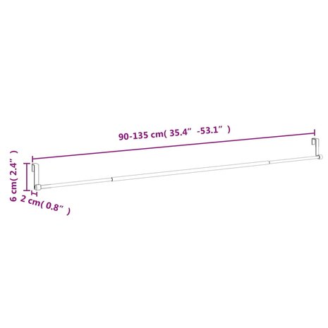 Gordijnrails 2 st 90-135 cm aluminium wit en zilverkleurig