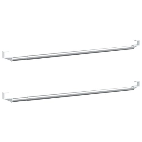 Gordijnrails 2 st 40-60 cm aluminium wit en zilverkleurig