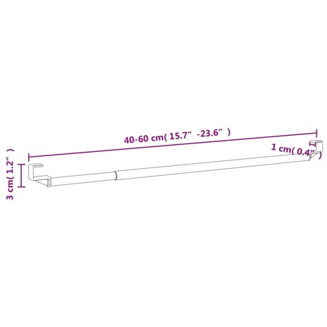 Gordijnrails 2 st 40-60 cm aluminium wit en zilverkleurig