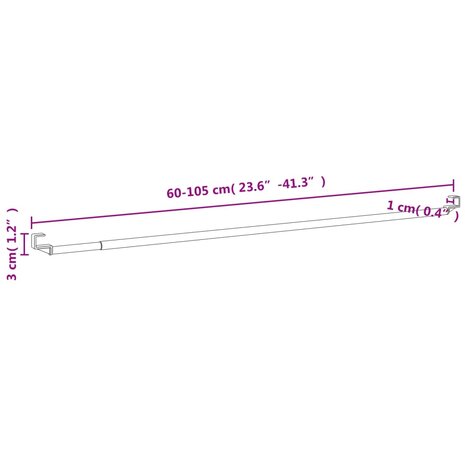 Gordijnrails 2 st 60-105 cm aluminium wit en zilverkleurig