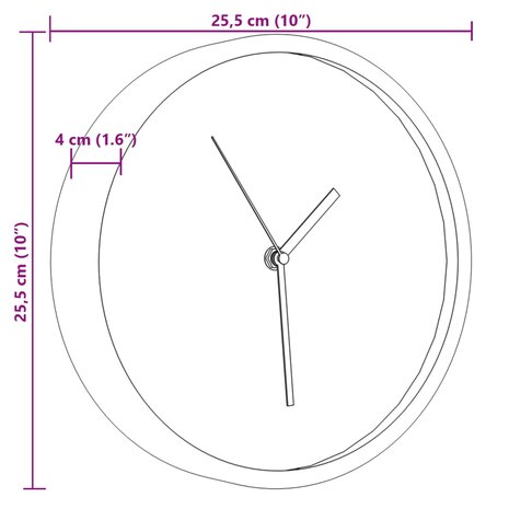 Wandklok Ø25,5 cm polystyreen en glas blauw