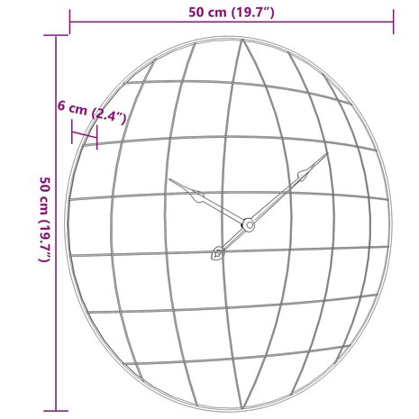 Wandklok Ø50 cm bewerkt hout geel en zwart