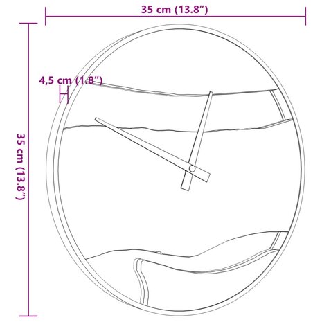 Wandklok Ø35 cm ijzer en olijfhout bruin