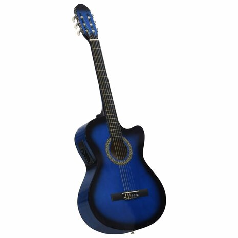 Gitaar cutaway met equalizer 6 snaren western klassiek blauw