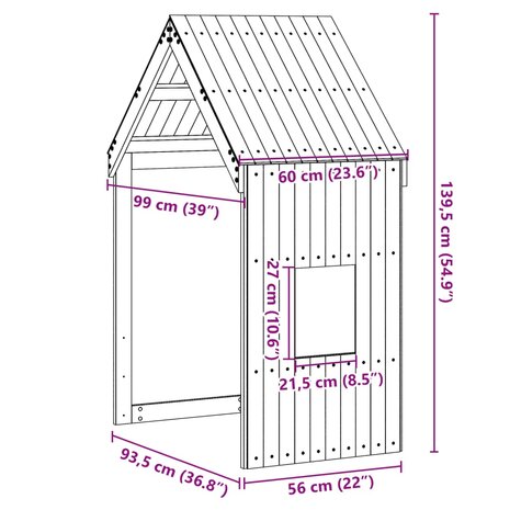 Kinderbedhuisje 60x99x139,5 cm massief grenenhout wit