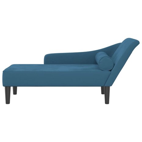 Chaise longue met kussens fluweel blauw