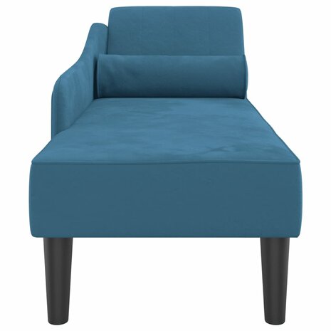 Chaise longue met kussens fluweel blauw