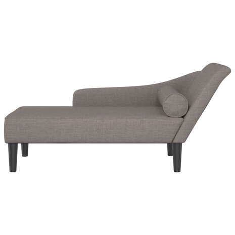 Chaise longue met kussens stof taupe