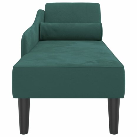 Chaise longue met kussens fluweel donkergroen