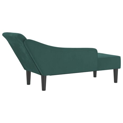 Chaise longue met kussens fluweel donkergroen