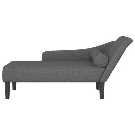 Chaise longue met kussens stof donkergrijs