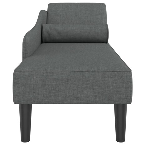 Chaise longue met kussens stof donkergrijs