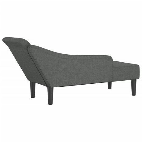Chaise longue met kussens stof donkergrijs
