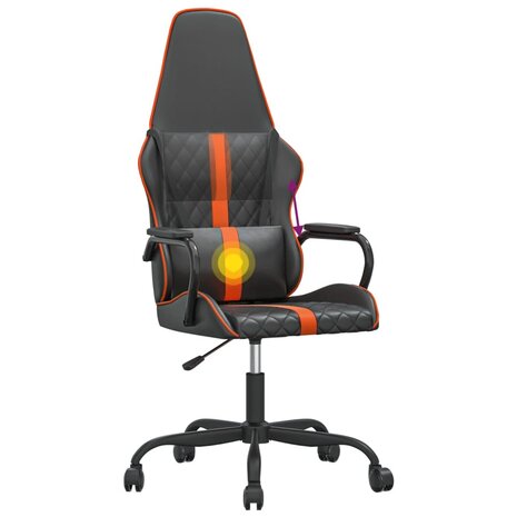 Massage gamestoel kunstleer zwart en oranje