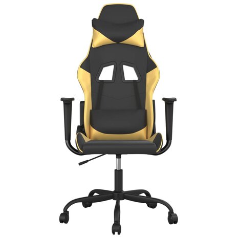 Massage gamestoel kunstleer zwart en goudkleurig