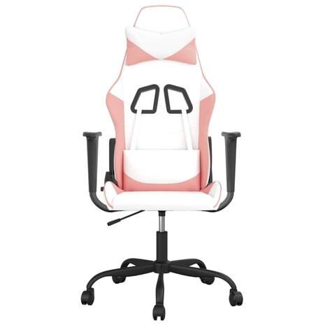 Massage gamestoel kunstleer wit en roze