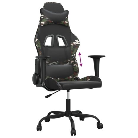 Gamestoel kunstleer zwart en camouflage