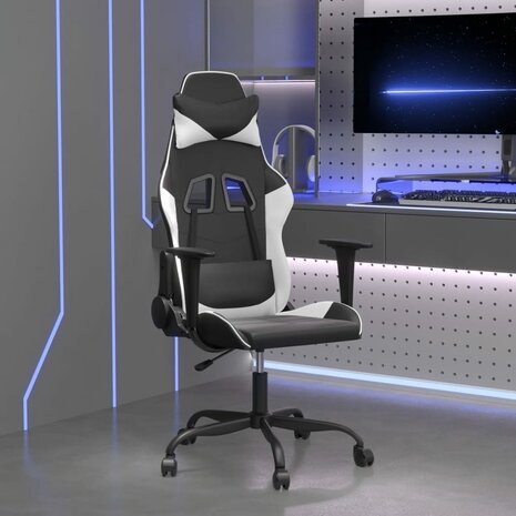 Massage gamestoel kunstleer zwart en wit