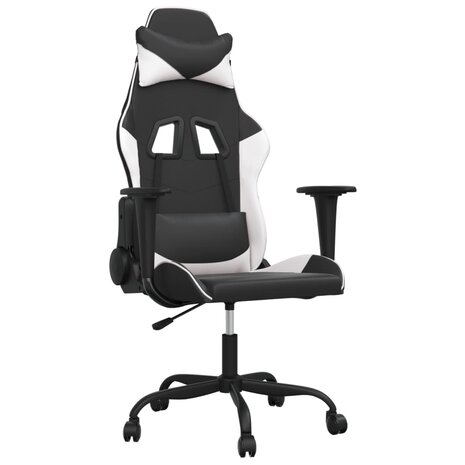 Massage gamestoel kunstleer zwart en wit
