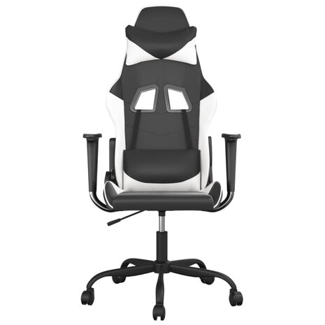 Massage gamestoel kunstleer zwart en wit