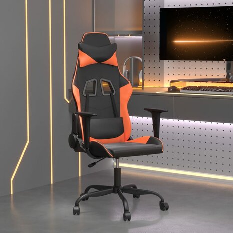 Gamestoel kunstleer zwart en oranje