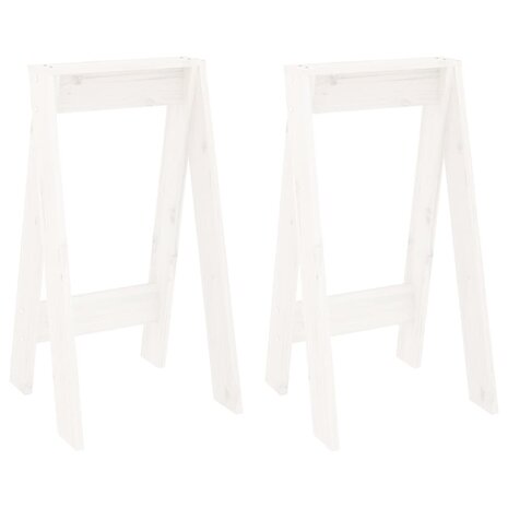 Krukken 2 st 40x40x75 cm massief grenenhout wit