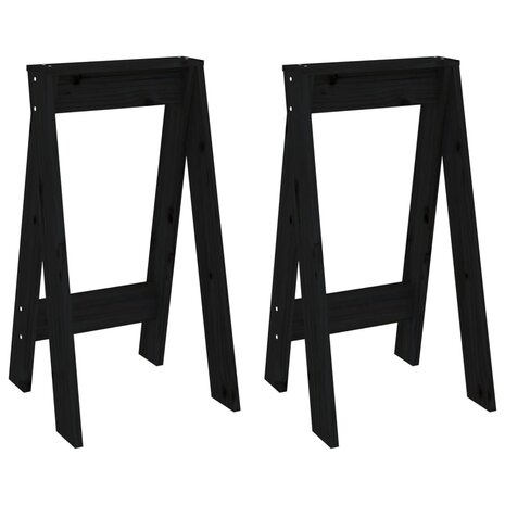 Krukken 2 st 40x40x75 cm massief grenenhout zwart