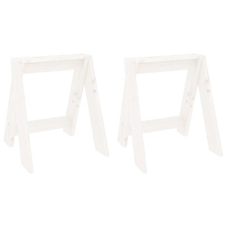 Krukken 2 st 40x40x45 cm massief grenenhout wit