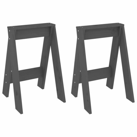 Krukken 2 st 40x40x60 cm massief grenenhout grijs