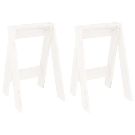 Krukken 2 st 40x40x60 cm massief grenenhout wit