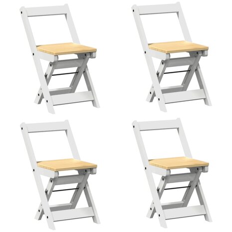 Eetkamerstoelen 4 st Corona inklapbaar massief grenenhout wit