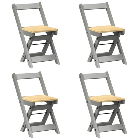 Eetkamerstoelen 4 st Corona inklapbaar massief grenenhout grijs