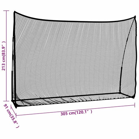 Golftrainingsnet 305x91x213 cm polyester zwart en rood