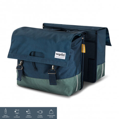 Urban Proof Dubbele Fietstas Gerecycled Pet 40 Liter Vibrant Blue blauw/groen blauw/groen